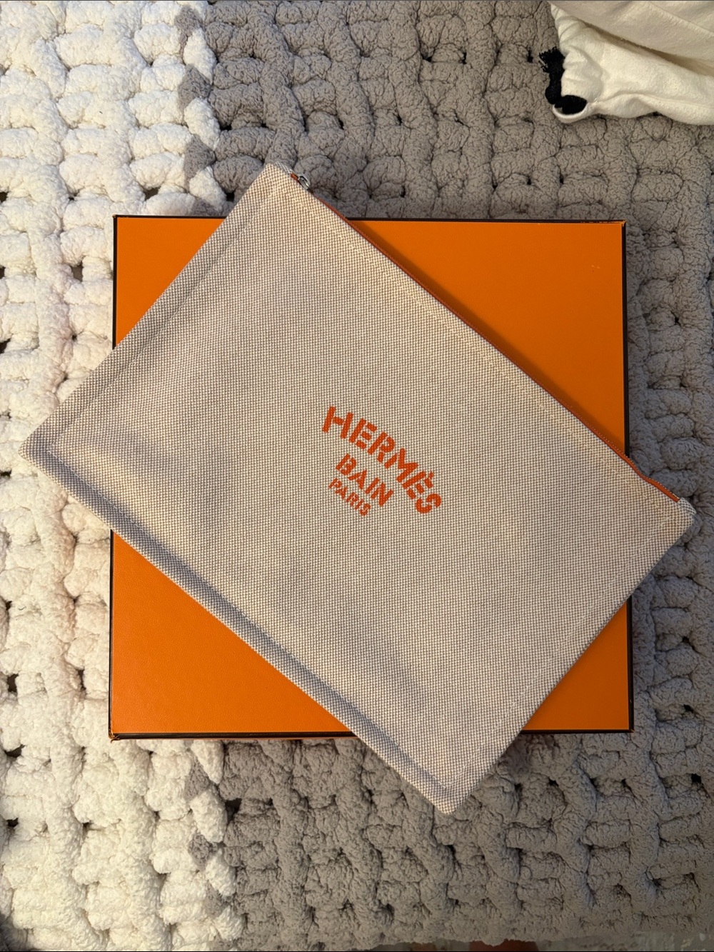 Hermes Toile Bain Yachting Case with Orange Logo